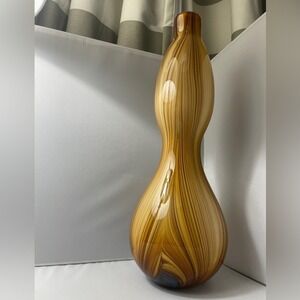 Tozai‎ Art Glass Cased Glass Vase 15.5" Brown Amber Orange